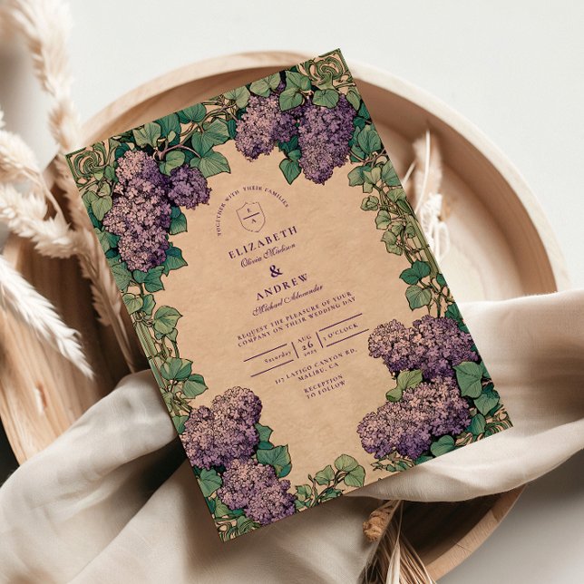 Art Nouveau Lilac Wedding Invitation (Creator Uploaded)