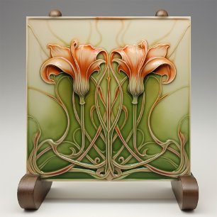 Art Nouveau Lilies Tile