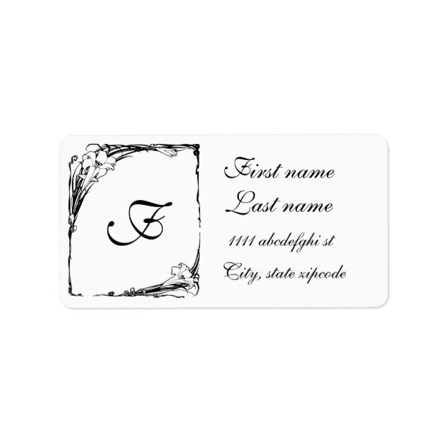 Art nouveau lily address label (Front)
