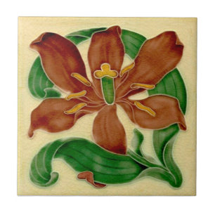 Art Nouveau Lily Antique Pilkington Repro Tile