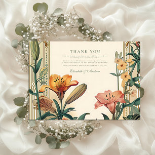Art Nouveau Lily Wedding – Floral Frame Design Thank You Card