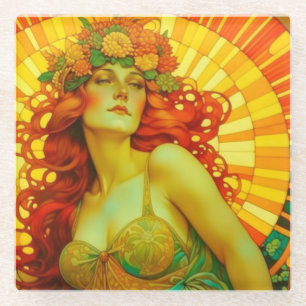 Art Nouveau Litha Glass Coaster