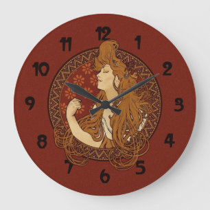 Art Nouveau Long Haired Woman Large Clock