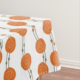 Art Nouveau Mackintosh Rose Stripes Orange Tablecloth