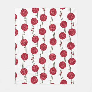 Art Nouveau Mackintosh Rose Stripes Red Fleece Blanket