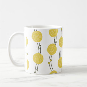 Art Nouveau Mackintosh Rose Stripes Yellow Coffee Mug