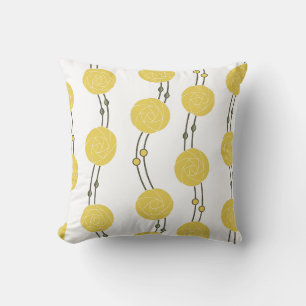 Art Nouveau Mackintosh Rose Stripes Yellow Throw Pillow