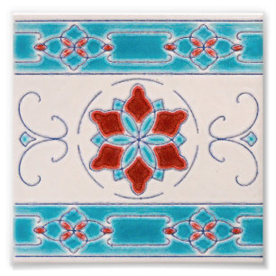 Art Nouveau Majolica Tile Pattern Photo Print