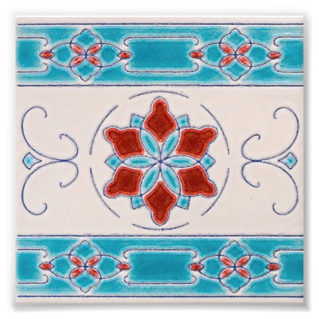 Art Nouveau Majolica Tile Pattern Photo Print (Front)