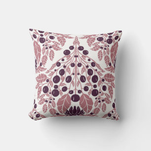 Art Nouveau Mauve & Purple–Vintage Floral Scallop  Throw Pillow