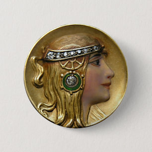 Art Nouveau Medallion 2 Inch Round Button