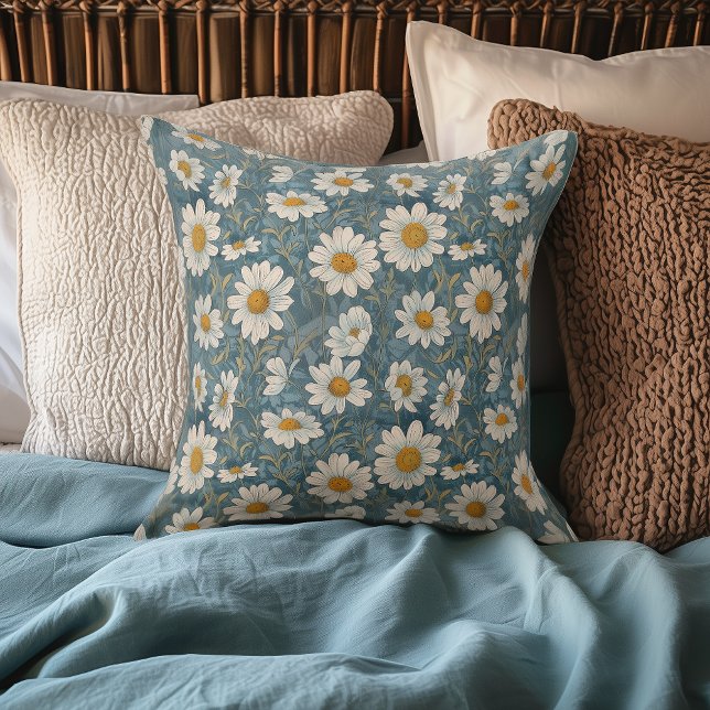 Art Nouveau Medium Shasta Daisy  Throw Pillow (Creator Uploaded)
