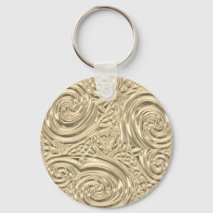 Art nouveau metal swirl floral keychain