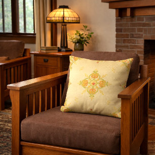 Art Nouveau Mission Style Bands of Tulips pattern Throw Pillow