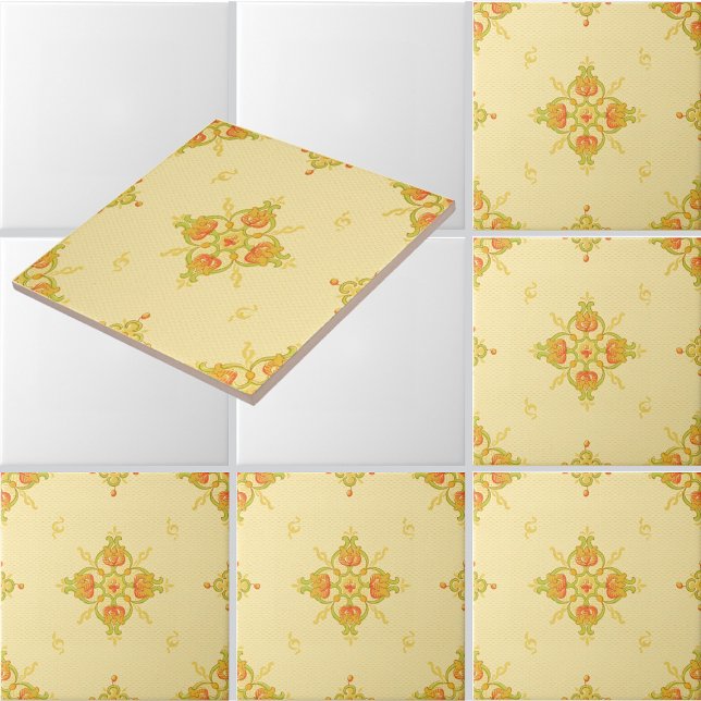 Art Nouveau Mission Style Bands of Tulips pattern Tile (Creator Uploaded)