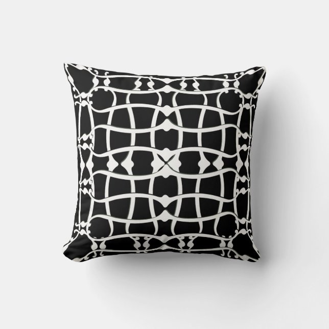 Art nouveau monochromatic pattern  throw pillow (Front)