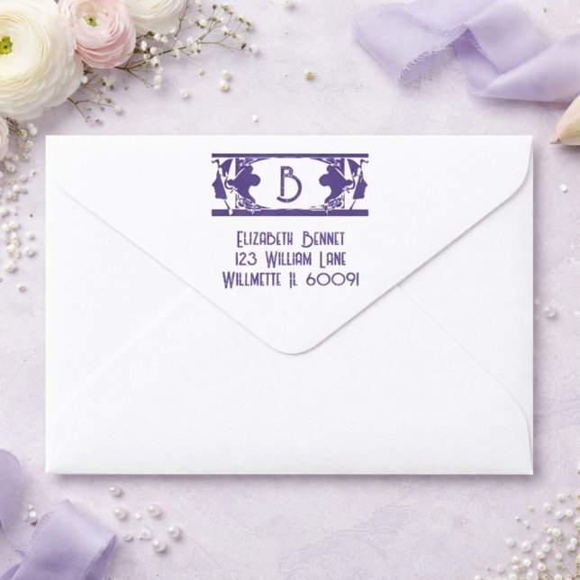  Art Nouveau Monogram Return Address  Self-inking Stamp (Creator Uploaded)