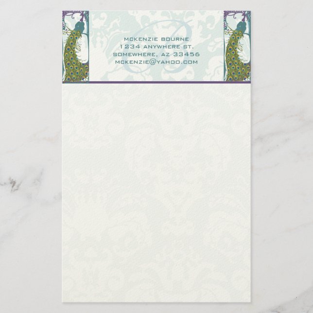 Art Nouveau Monogramme Peacock papeterie (Devant)