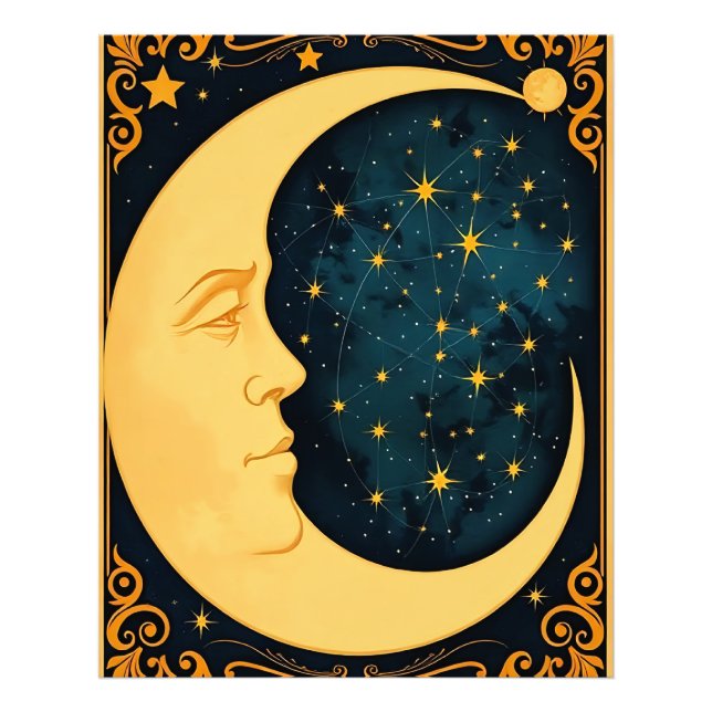 Art Nouveau Moon Illustration Photo Print (Front)