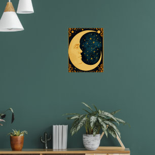 Art Nouveau Moon Illustration Poster