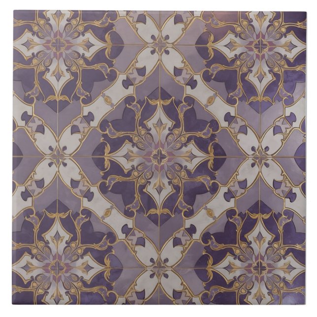 Art Nouveau Moroccan Pattern Ceramic Tile (Front)