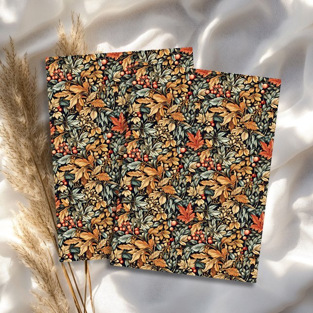 Art nouveau Morris fall autumn leaves pastel green Tissue Paper (Art nouveau Morris fall autumn leaves pastel green Tissue Paper)