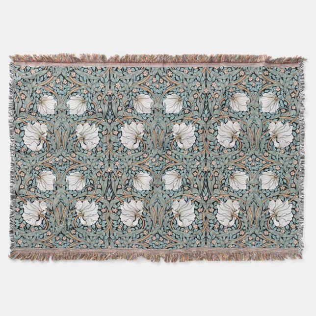 Art Nouveau Morris Pimpernel Floral Throw Blanket (Front)