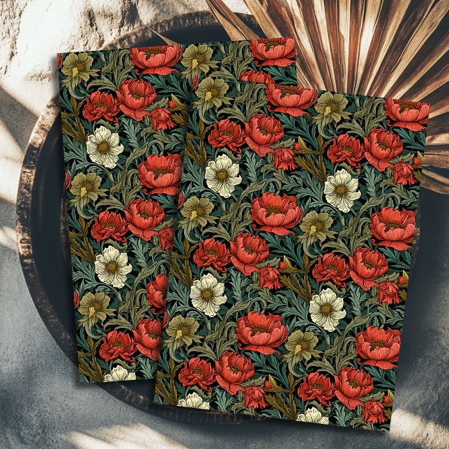 Art nouveau Morris terracotta flowers pastel green Tissue Paper (Art nouveau Morris terracotta flowers pastel green Tissue Paper)