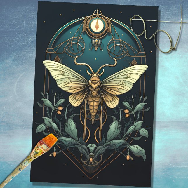 Art Nouveau Moth 1 Decoupage Paper (Creator Uploaded)