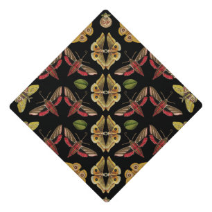 Art Nouveau Moth & Orchid art deco black Graduation Cap Topper