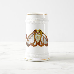 ART NOUVEAU MOTH WOMAN BEER STEIN
