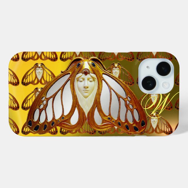 ART NOUVEAU MOTH WOMAN GEM MONOGRAM Case-Mate iPhone CASE (Back (Horizontal))