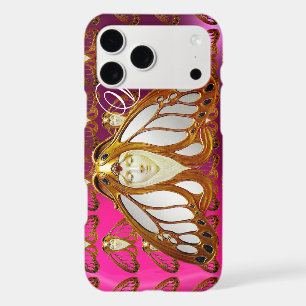 ART NOUVEAU MOTH WOMAN GEM MONOGRAM PINK PURPLE