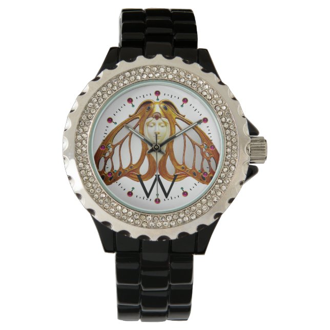 ART NOUVEAU MOTH WOMAN MONOGRAM WATCH (Front)