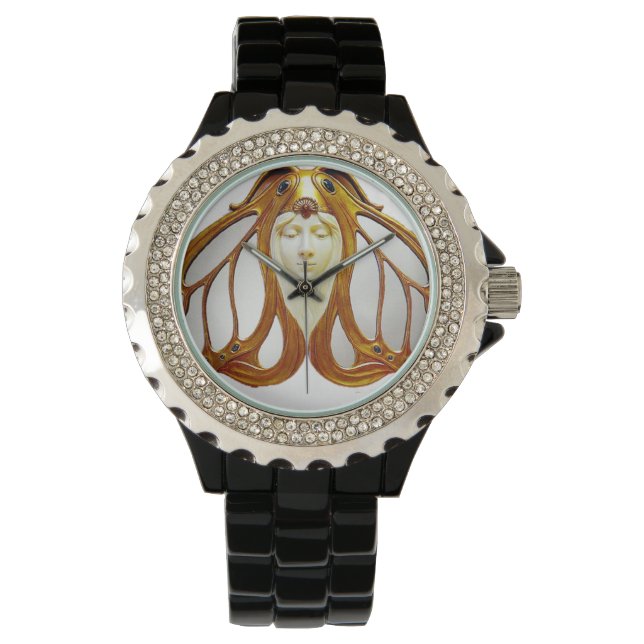 ART NOUVEAU MOTH WOMAN WATCH (Front)