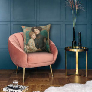 Art Nouveau Mother & Child Throw Pillow