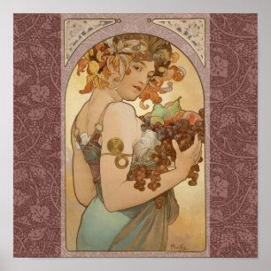 Art Nouveau Mucha Beautiful Woman Fruit Poster