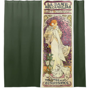 Art Nouveau Mucha Bernhardt Flowers Shower Curtain