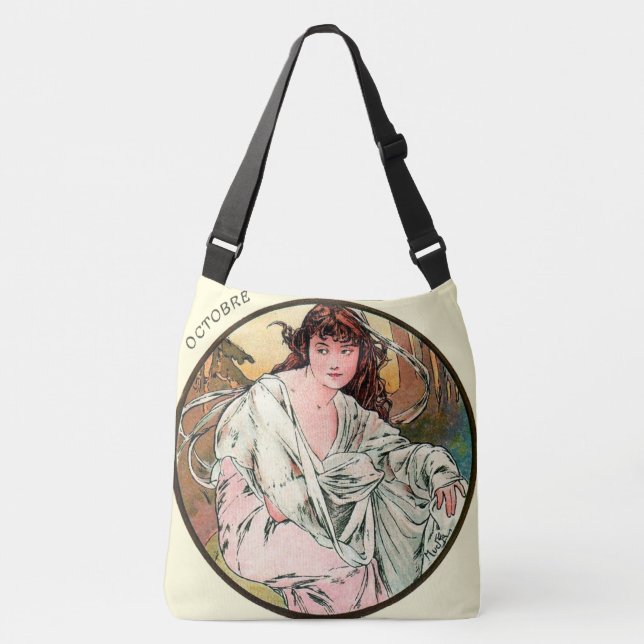 Art Nouveau Mucha Calendar October Crossbody Bag (Front)