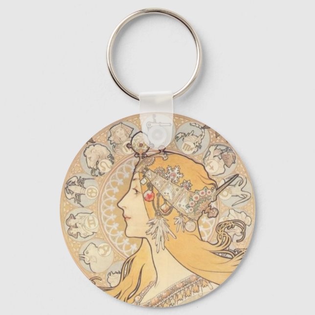 Art Nouveau ~ Mucha ~ LA PLUME Keychain (Front)