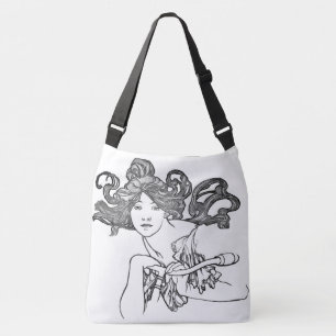 Art Nouveau Mucha Lady Bike Fashion Tote Bag
