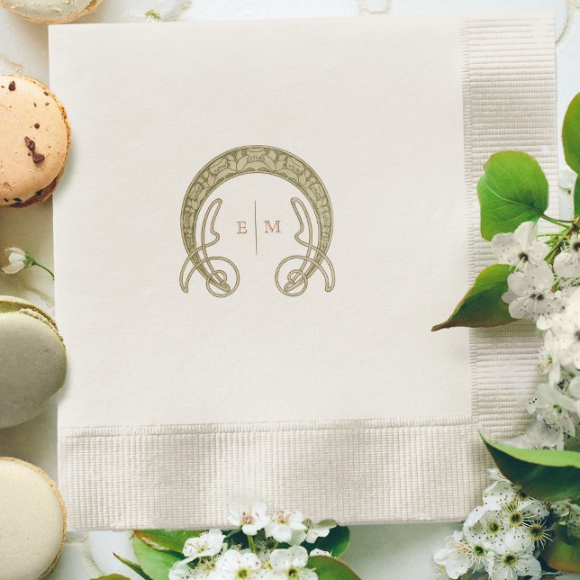 Art Nouveau Mucha Monogram Initials Table Decor Napkin (Creator Uploaded)