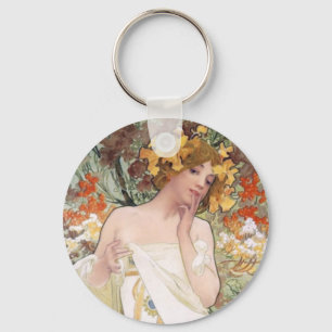Art Nouveau - Mucha - Perfume Ad Keychain
