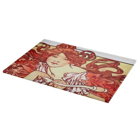 Art Nouveau Mucha Woman Bicycle Cutting Board