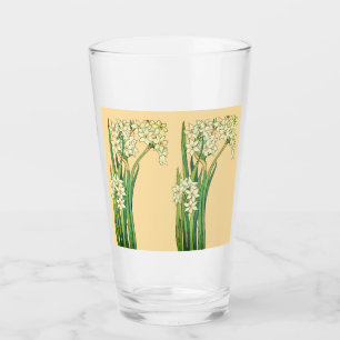 Art Nouveau Narcissus Flowers Latte Mug Glass