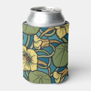 Art Nouveau Nasturtium Blue Gold floral Verneuil  Can Cooler