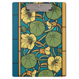 Art Nouveau Nasturtium Blue Gold floral Verneuil Clipboard