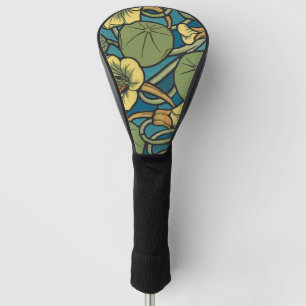 Art Nouveau Nasturtium Blue Gold floral Verneuil  Golf Head Cover