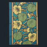 Art Nouveau Nasturtium Blue Gold floral Verneuil  Kitchen Towel<br><div class="desc">Infuse your home with the rhythmic energy of the Belle Époque with this stunning Art Nouveau nasturtium pattern. Inspired by the legendary French artist Maurice Pillard Verneuil, this design captures the brilliant yellow blooms and iconic lily-pad-shaped leaves of the nasturtium in a bold, structured layout. The striking contrast between the...</div>
