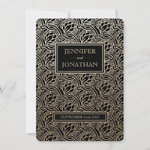 Art Nouveau Nature Mariage Invitations Gold Foil